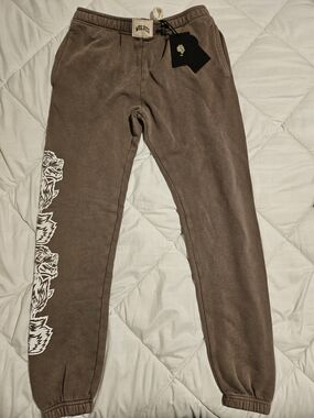 Darc Sport Brown Track Joggers with White Side Graphic
